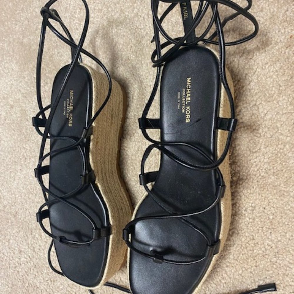 Michael Kors Collection platform strappy espadrille sandals size 7